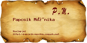 Papcsik Mónika névjegykártya